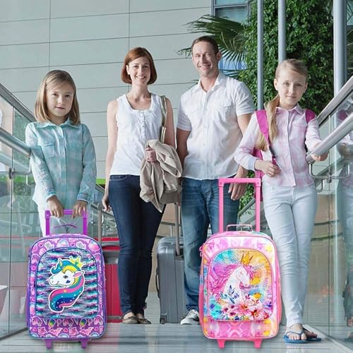 Image of CCJPX Kids Luggage for Girls, Unicorn Rolling Travel Carry on Suitcase for Toddler Children with Wheels(Pink)
