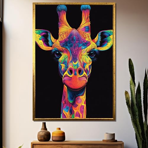Décoration murale salon affiches colorées de girafes peinture abstraite 50x70