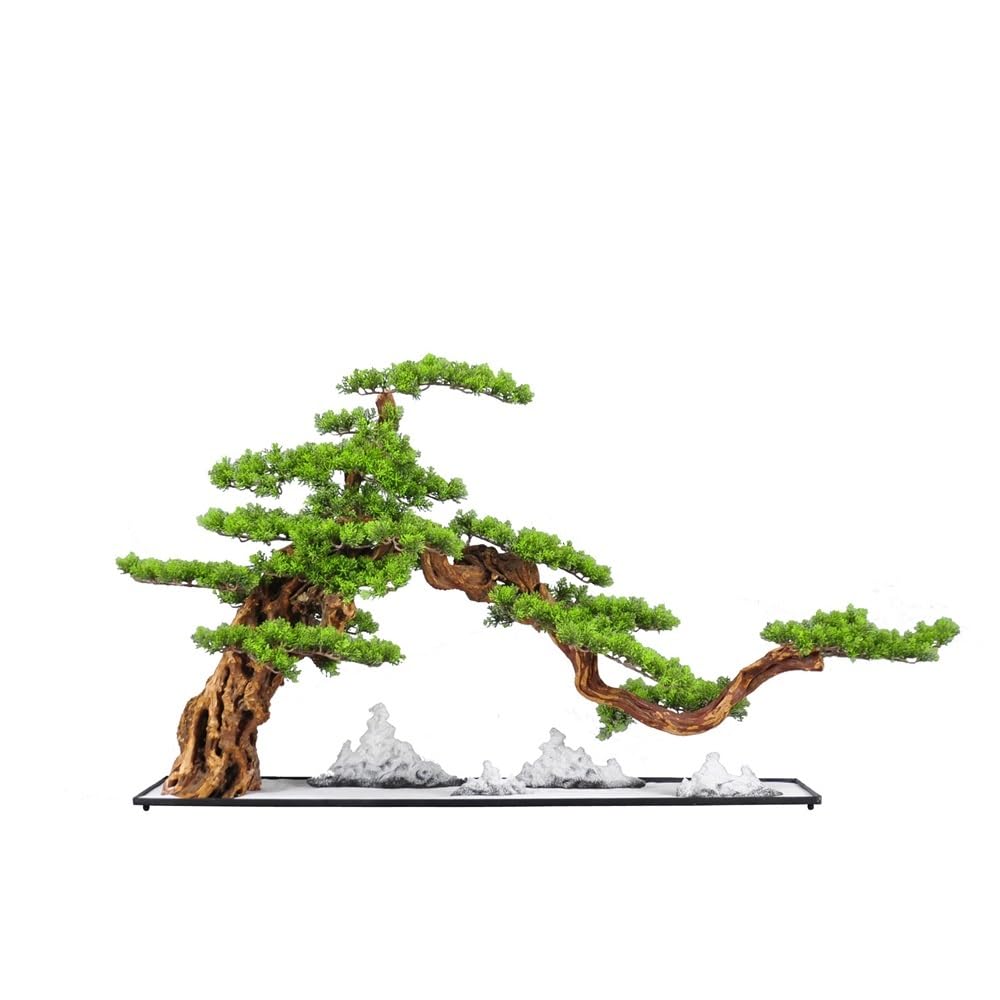 TEESONG Bonsai Tree Pot for Fake Tree Chinese Zen Home Welcome Pine Ornaments Creative Withered Landscape Rockery Living Room Gateway Housewarming Gift Greenery Decor(A)