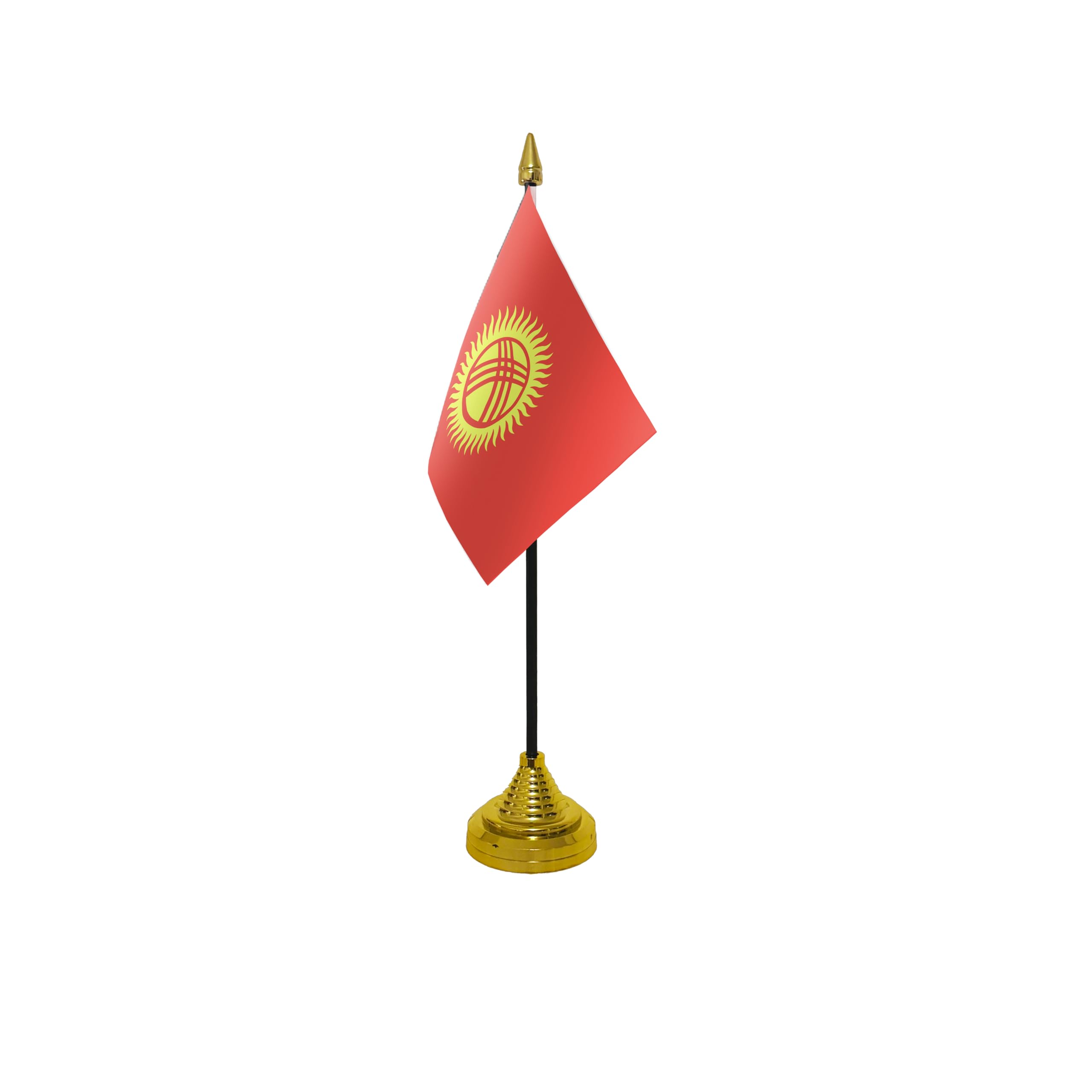 Flagtex Kyrgyzstan Small Table Flag With Gold Base