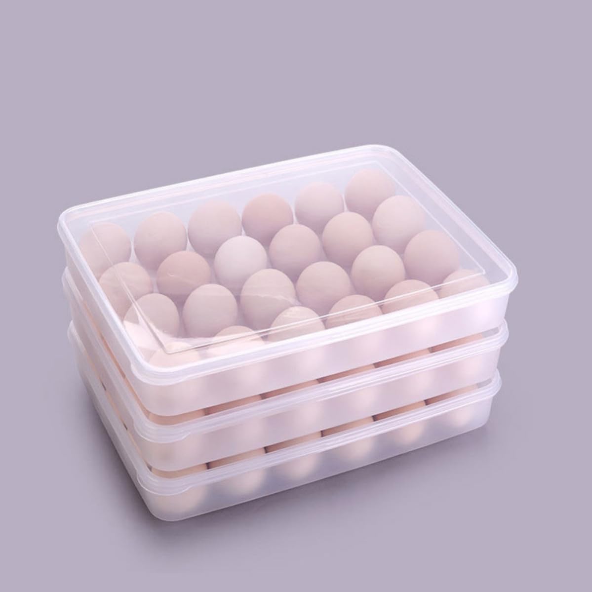 LIFKOME 2pcs Plastic Egg Storage Box with Lid for Refrigerator and Kitchen Space-saving Egg Holder for Home Organization