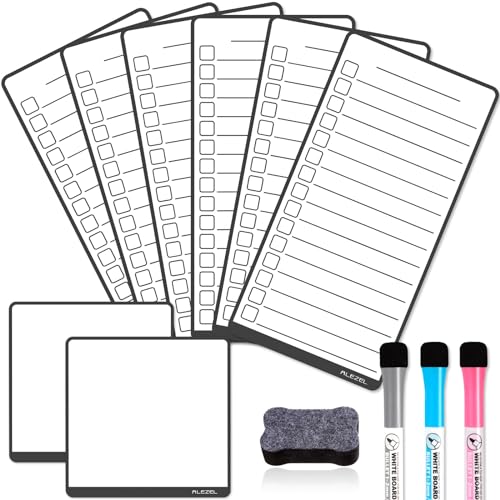 ALEZEL Magnetic To-Do List - Multifunctional Dry Erase Boards for Fridge - 6 To-Do Lists, 2 Blank Boards, 3 Markers + Eraser