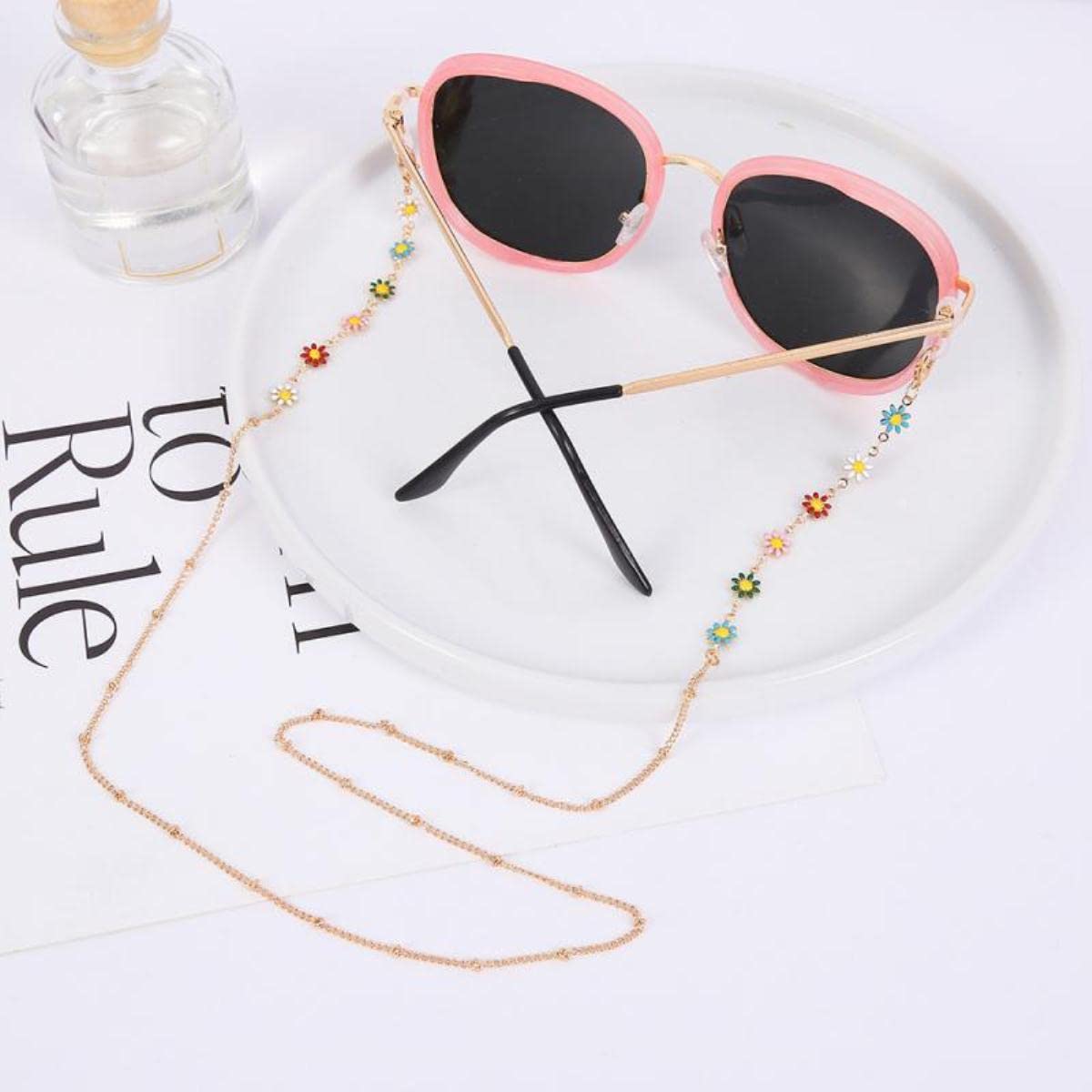 3 Catene Porta Occhiali In Acrilico – 70 Cm, Con Ganci Antiscivolo In Silicone, Colori Verde, Rosa, Marrone