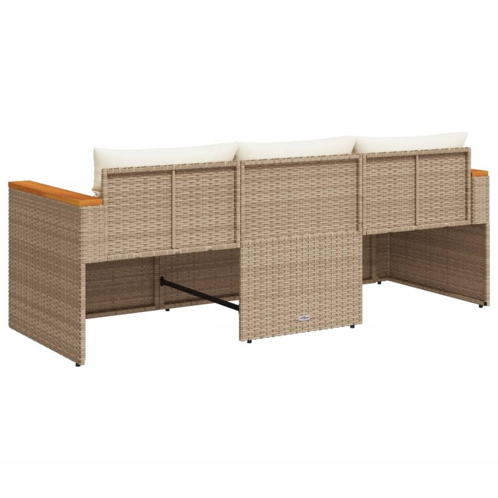 Gecheer Divano da Giardino,Esterno,Patio,Terrazzo,Veranda con Cuscini a 3 Posti Beige in Polyrattan-PL60