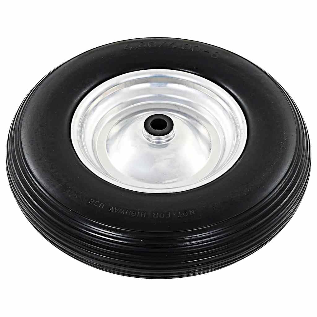 2x Schubkarrenrad 4.00-8 Vollgummi PU-Rad pannensicher inkl. Achse 390 mm für Sackkarre Bollerwagen Gartenwagen