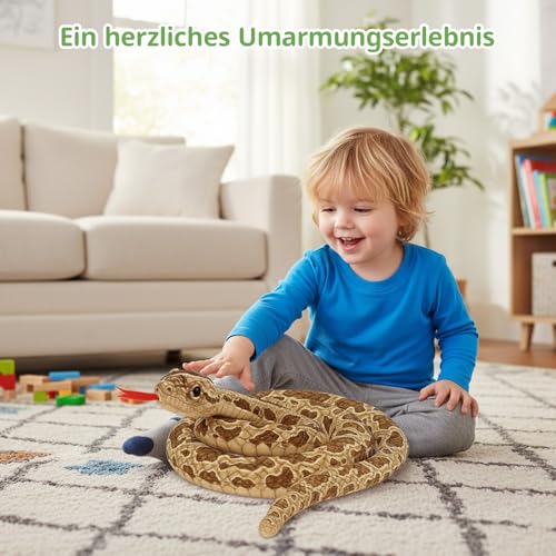 ZocRjvN Kuscheltier Schlange, Plüsch Schlange Spielzeug, 100 cm Langes Stofftier Schlange, Braunes Kuscheltier Schlange Für Kinder Und Erwachsene, Prank Geschenk