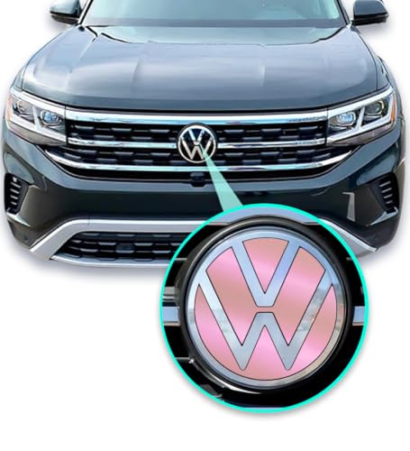 Image of IPG Decal Made for VW 2021 Passat Polo Tiguan Golf Rear /Front Emblem Logo Decals Stickers Set (4 Units) (PinkPearl)