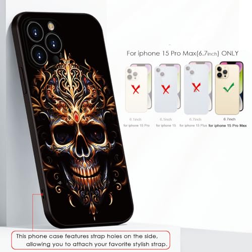 Printed with Skull for iPhone 15 pro max case, Silicone Soft Shockproof Case Featuring a Reaper Skeleton Print with - for a Distinctive Edge (A2-Skull-Death God Skeleton)