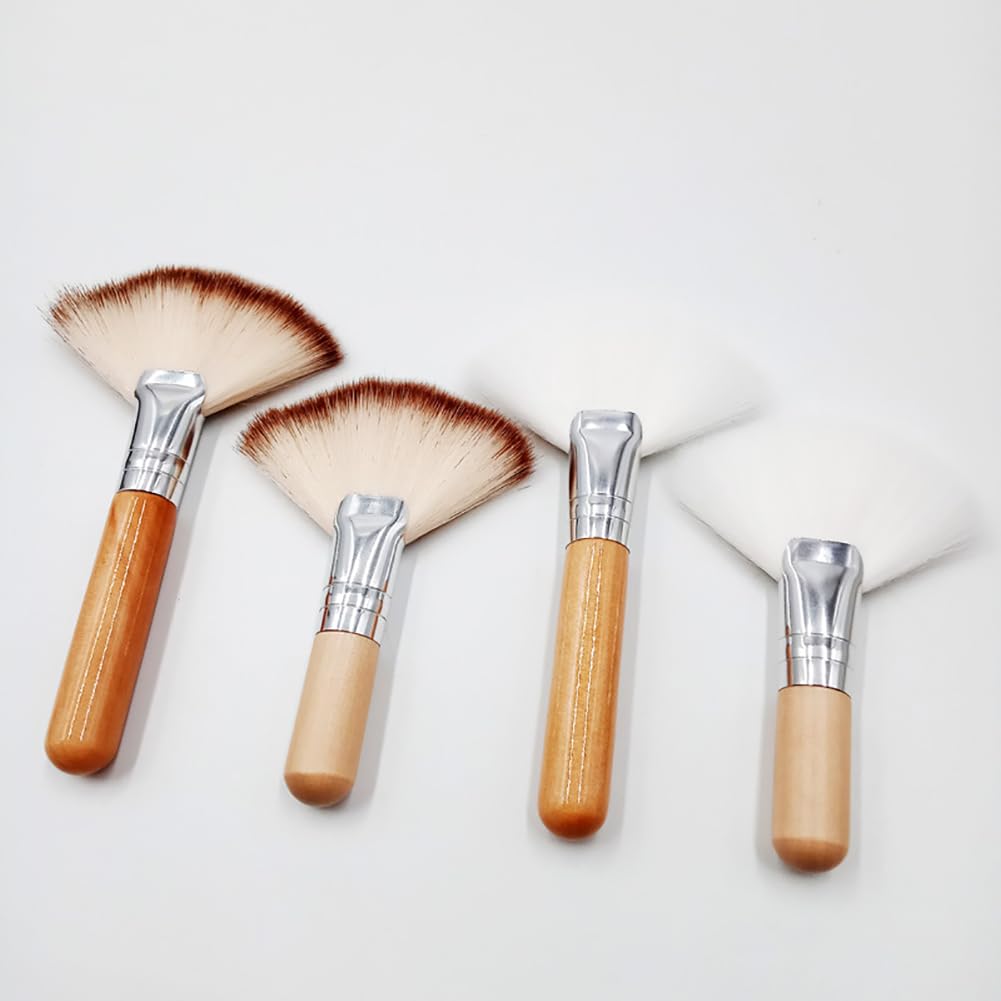 UUYYEO 4 Pcs Facial Fan Brush Face Makeup Brushes Highlighting Make Up Brush Highlighter Blush Brush Cosmetic Applicator Brushes Esthetician Brushes for Loose Powder Mud Cream