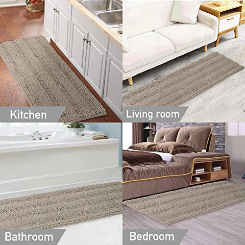 Image of Turquoize Non-Slip Bath Runners for Bathroom Luxurious Chenille Area Rug