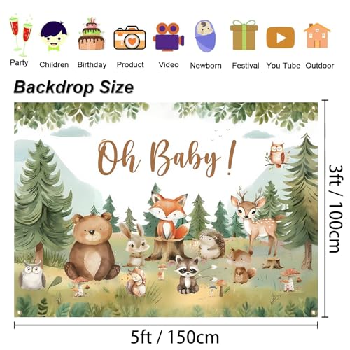 Telón de fondo baby shower woodland 5x3ft estilo 1 miniatura 7