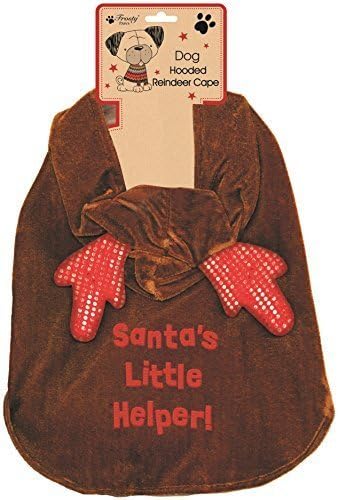 Frosty Paws Hooded Reindeer Cape Santa's Little Helper Dog Outfit (Large)