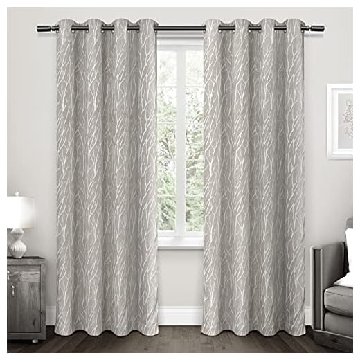 EXCLUSIVE HOME Forest Hill Woven Room Darkening Blackout Grommet Top Curtain Panel Pair, 52"x84", Dove Grey