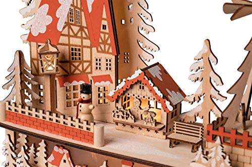 Wichtelstube-Kollektion XL Schwibbogen mit drehender Pyramide inkl. Trafo und Timer Schwippbogen mit Bewegung und Podest Unterbank Premium Holz 45 x 12 x 38cm