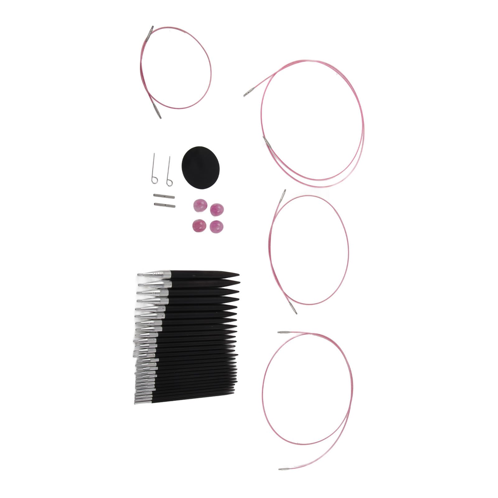 Qudinip Juego de Agujas de Tejer Circulares Diseño Ergonómico Acero Inoxidable 26 Piezas para Principiantes y Familiares