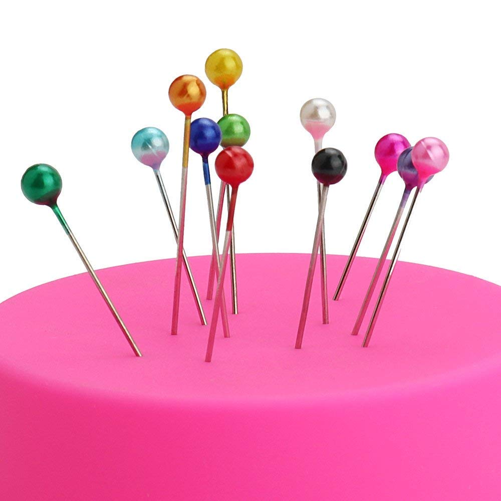 DIY Crafts Pack of 1, 10 Colors, 1200 Pieces Sewing Pins 38mm Glass Ball Head Pins for Dressmaking Jewelry Components Flower Decoration (Pack of 1, 10 Colors) 4