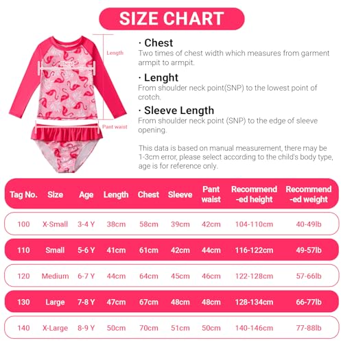 Image of JiAmy Girls Swimsuits Long Sleeve Bathing Suit Two Piece Rash Guard Set Beach Swimwear with UPF 50+ Sun Protection 3-9T