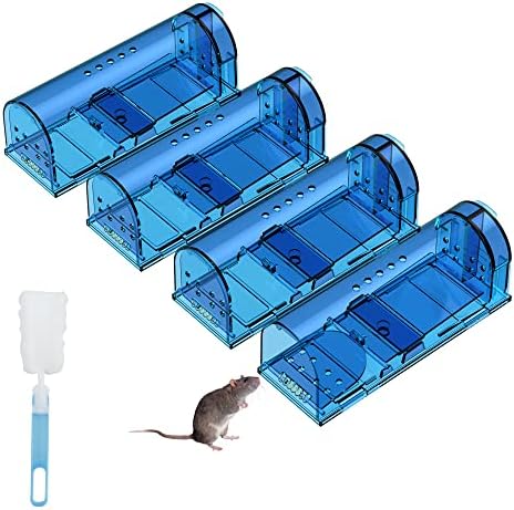 lllteri Humane Mouse Traps, Catch& Release, Reusable Rat Traps, Easy to Set and Safe for Family and Pets, No Kill for Small Rodent/Voles/Hamsters/Moles, Catcher That Works for Indoor/Outdoor, 4 Pack