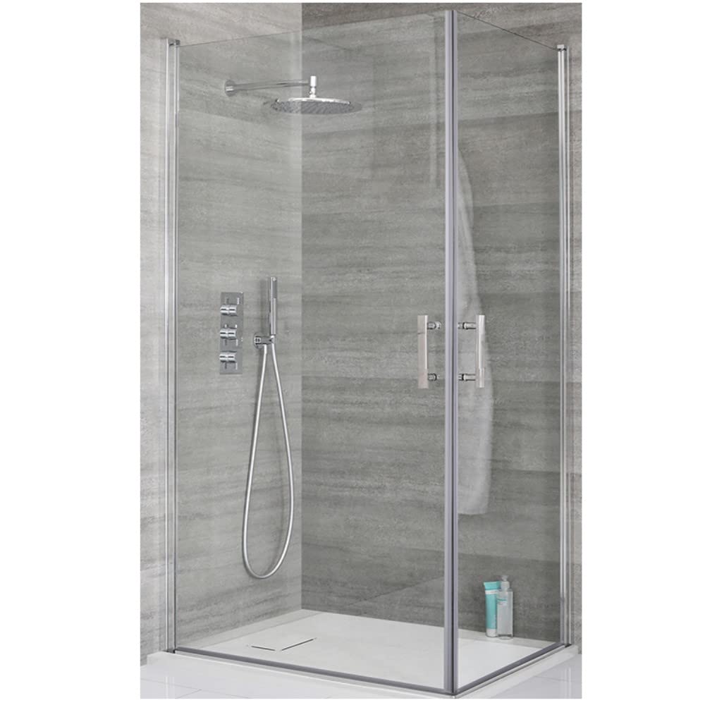 Milano Portland Chrome Corner Double Hinged Door Shower Enclosure White Tray - 800mm x 800mm