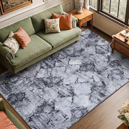 Image of Medallion Vintage Look Carpet for Living Room Bedroom Dining Room | Washable Area Rug with Non Slip TPR Backing | Modern Floor Carpet for Home(Design04-5x7 Feet)
