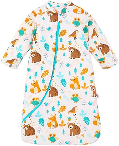 Chilsuessy Baby Sleeping Bag with Removable Sleeves Soft Warm 2.5 Tog Baby Sleeping Sack Wearable Blanket Baby Swaddle Wrap for Infant Toddler Boys Girls, Colorful Animals/2.5 Tog, S/3-6 Months