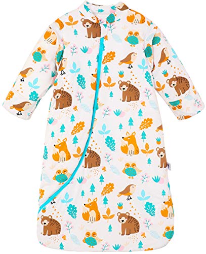 Chilsuessy Baby Sleeping Bag with Detachable Long Sleeves 2.5 Tog Wearable Blanket for Winter Toddler Sleeping Bag Kids Sleeping Sack for Infant Toddler, Forest Bear/2.5 Tog, 3-6 Months