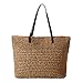 TININNA Verano Mujeres Elegante Simple Beach Bag Bolsas de paja Ocio Bolsa de hombro Bolsa de viaje (Marrón claro)