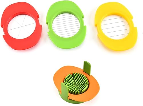 Miniatura 5 de Hemoton Cortador de huevos de acero inoxidable 4 en 1, cortador de huevos de fresa, resistente y resistente, cortador de frutas y fresas,