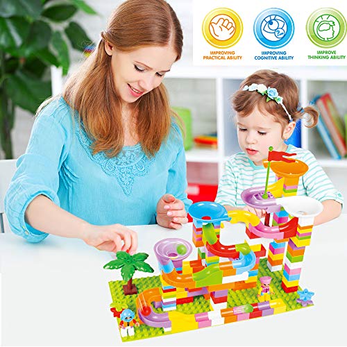 BeebeeRun Marble Run for Kids - 165PCS Marble Race Track Building Blocks, Marble Blocks Compatible with All Major Brands Bulk Bricks Set for Boys Girls Toddler Age 3 4 5 6 7 8+ - Thumbnail 3