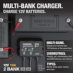 NOCO Genius GEN5X2, 2-Bank, 10A (5A/Bank) Smart Marine Battery Charger, 12V Waterproof Onboard Boat Charger, Battery…