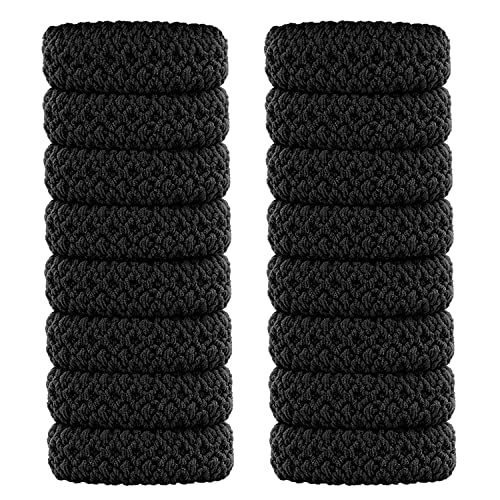 16 Stück Dickes Baumwolle Haargummi,Nahtlose Haarbänder,Breite Haargummis,Knicke Keine Unterbrechung,Rutschfesten,Dehnbares Pferdeschwanz Halter(Schwarz) Cover