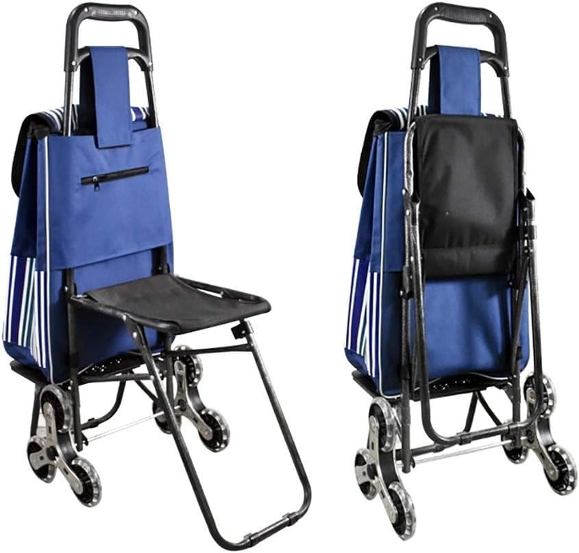 Carrito de compras portátil plegable con asiento y rueda triangular miniatura 3