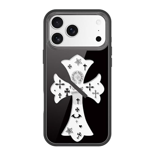 十字架 スマホケースiPhone 17ケース クロムハーツ風 レディース 軽奢華 スマホカバー iPhone16/15/14多機種対応 透明TPU 耐衝撃ケースプレミアム 男女兼用 (for iPhone 16 Pro)