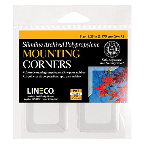 Lineco Self-Adhesive Polypropylene Mounting Corners, Slim Line, 1.25 inches, Package of 72 (L533-0038M)