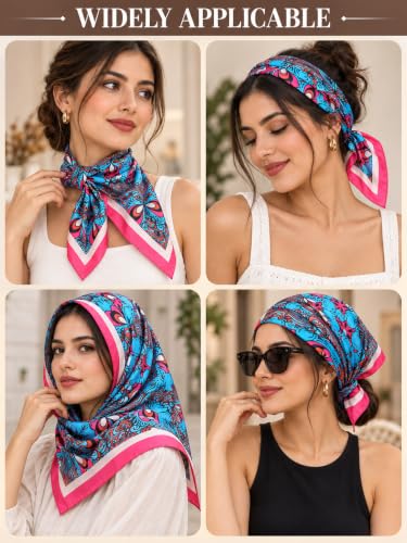 Image of Ravaiyaa - Attitude is everything Women Printed Silk Bandana 21 x 21 Inch Square Headband & Hair Wrap, Soft & Versatile | Fashion Neck Wrap