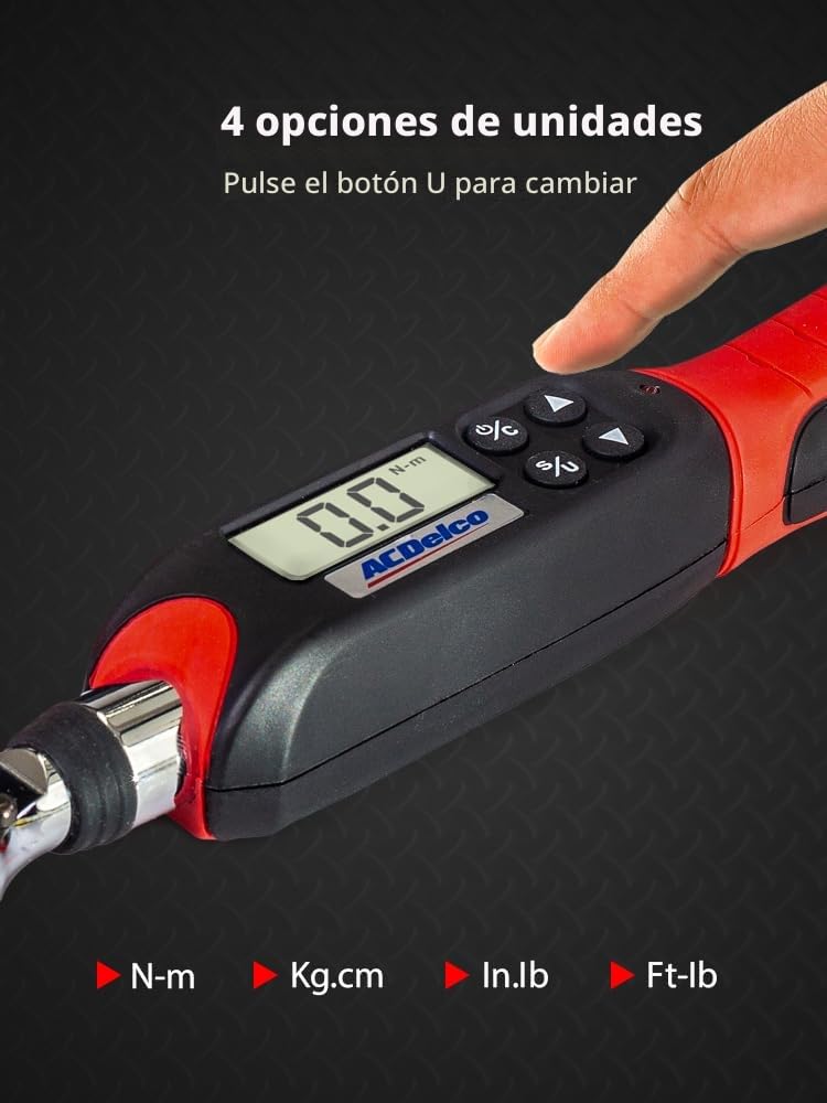 ACDelco ARM601-3 Llave dinamométrica digital de 3/8" (5-50 Nm) con alarma y notificación flash LED - Normas ISO 6789 con certificado de calibración