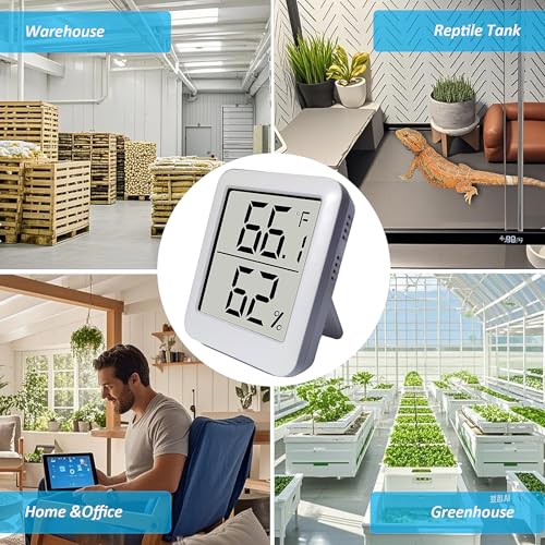 Image of Large Digital Reptile Thermometer and Humidity Gauge, Bearded Dragon Tank Accessories, Hygrometer for Leopard Geckos, Crested Geckos, Hermit Crabs, Ball Pythons