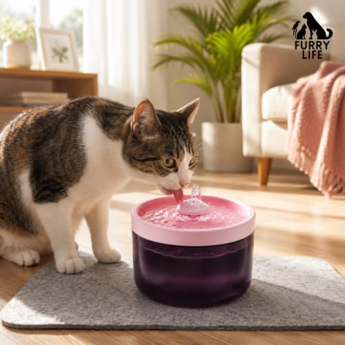Image of Pet Water Fountain Super Silent - Water Fountains for All Pets Indoor - Suitable for Cats, Birds, Rabits and Dogs (Midnight Blush, 1.8L)
