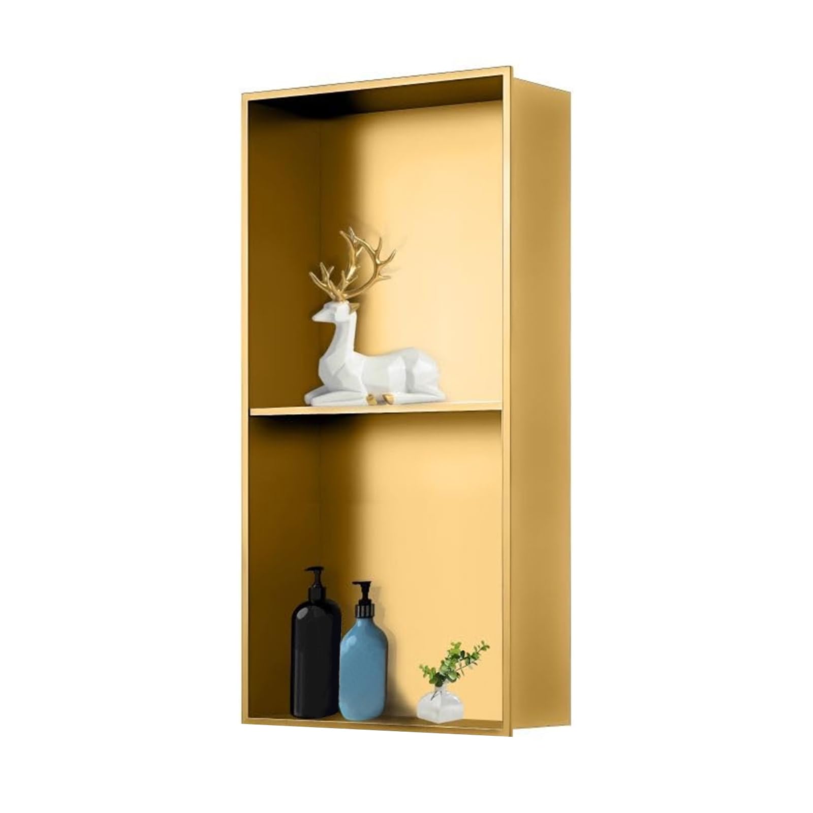 ZBJDX Double Layer Stainless Steel Shower Niche Bathroom Organizer Accessories Shelf Brushed Recessed Shower Caddy Gold