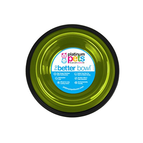 Platinum Pets Futternapf, Edelstahl, Nicht geprägt, kippsicher, Corona Lime, Größe M