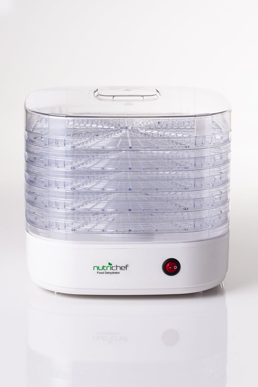 Nutrichef Food Dehydrator Machine | Dehydrates Beef Jerky, Meat, Food, Fruit, Vegetables & Dog Treats | Great For At Home Use | High-Heat Circulation for Even Dehydration | 5 Easy to Clean Trays