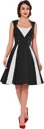 KILLREAL Women's Polka Dot Retro Vintage Style Cocktail Party Swing Dress