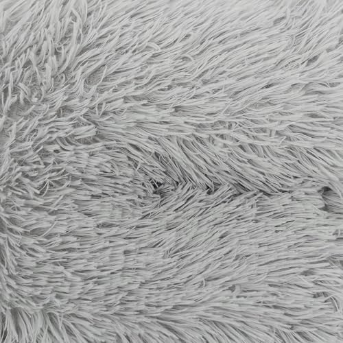 Domarex Hundebett Katzenbett weich flauschig 70x50 cm - orthopädisches Haustierbett für kle-ine Hunde & Katzen - rutschfestes, pflegeleichtes Kuschelkissen aus Polyester mit Silikonfüllung - Grau