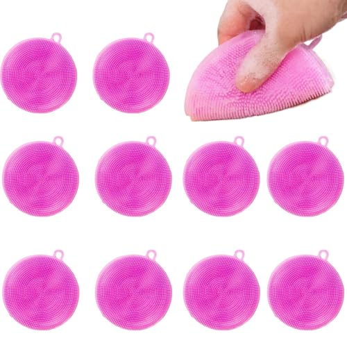 Pavsicgn Esponja de Cocina de Silicona, fregadora para lavavajillas,10x Estropajos de Silicona para Platos | Cepillo para Platos de Esponja de Silicona, Cepillo para Fregar de Silicona, depurador de
