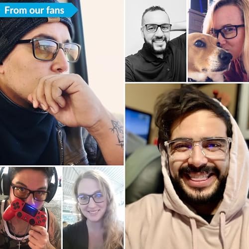 J+S Blue Light Blocking Glasses for Women Men | Anti Eyestrain Headache Glare | Computer (Haka LCD Rectangle | Black Frame) — view 4