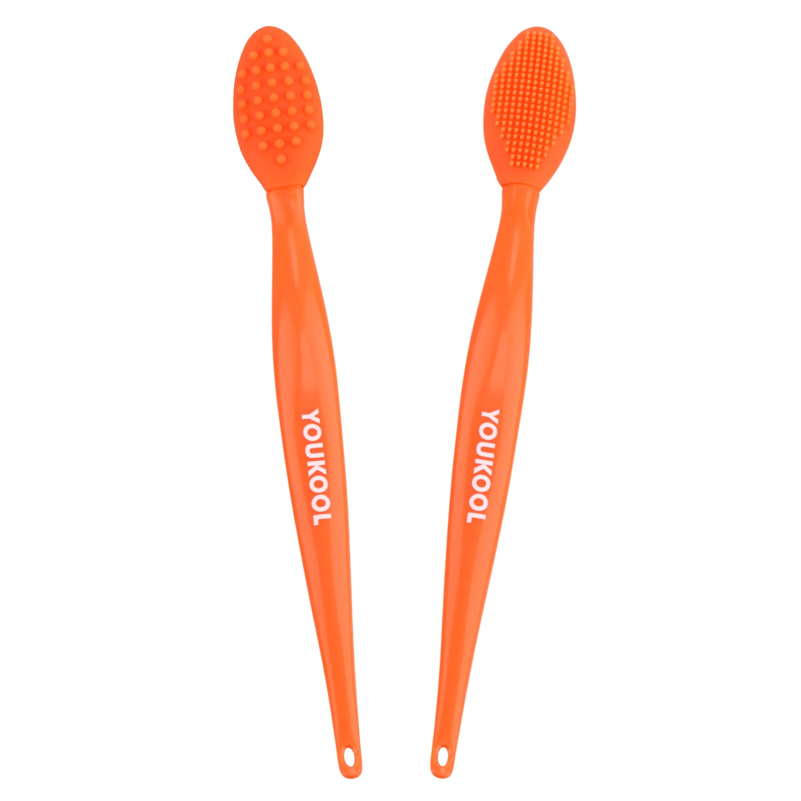 Lip Scrub Brush,Double-Sided Silicone Exfoliating Lip Brush Tool for Smoother and Fuller Lip Appearance,Orange,2pcs