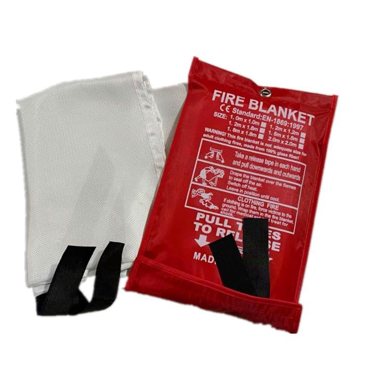 Image of Emergency Fire Blanket Set - 2-Pack - Kitchen Fire Blanket, 40 inch x 40 inch Home Safety Blanket, Fiberglass Fireproof Blanket. (2)