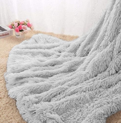Image of Shaggy Faux Fur Fabric, Super Soft, 6 X 5 Feet (White)