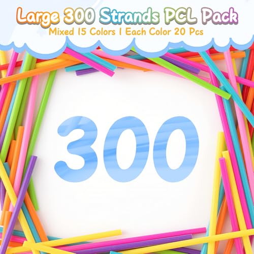 Image of 300 Pieces 3D Pen Refills Pack for 3Doodler Start+ Pen 15 Colors 2.5 mm Low Temperature 3D Pencil PCL Filaments Not Compatible with Other 3D Printing Pens