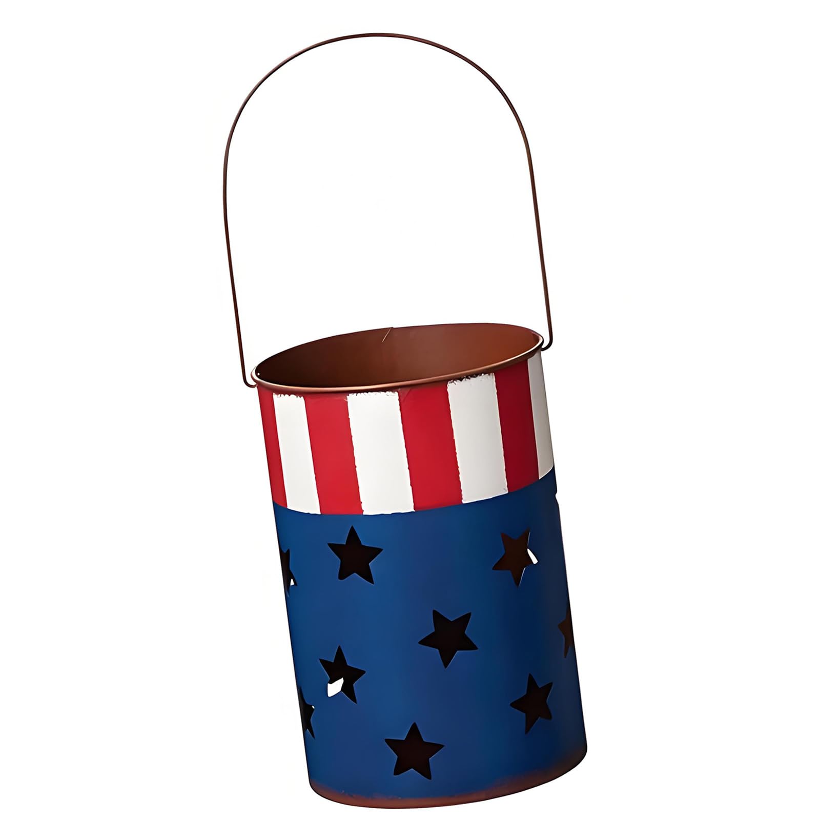 Limtula Patriotic Themed Iron Light with Letter and Star Old Bucket Suitable for Indoor and Outdoor Use Home Party Decoration